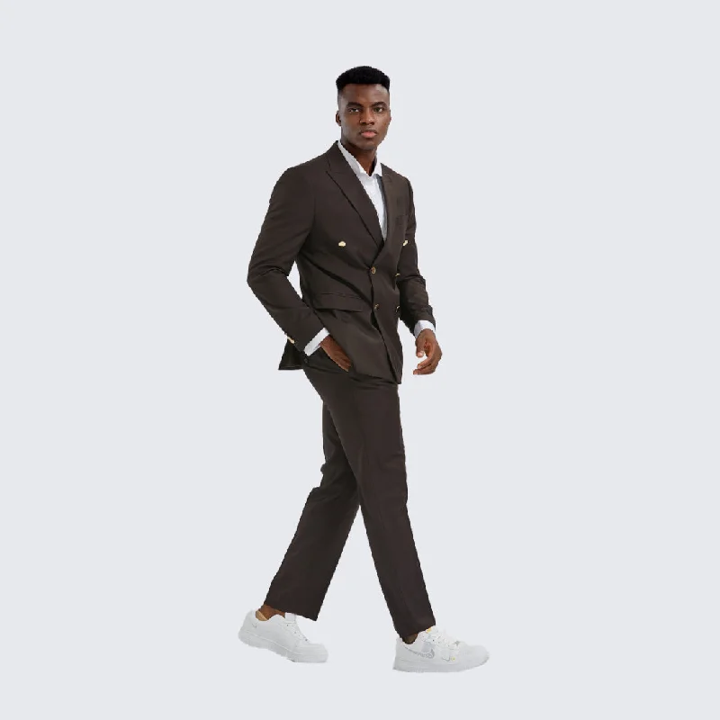Smart Rugged Trendy Pants Brown Double Breasted Suit Two Piece Set with Gold Buttons - Wedding - Prom Smart Rugged Trendy Pants Brown Double Breasted Suit Two Piece Set with Gold Buttons - Wedding - Prom