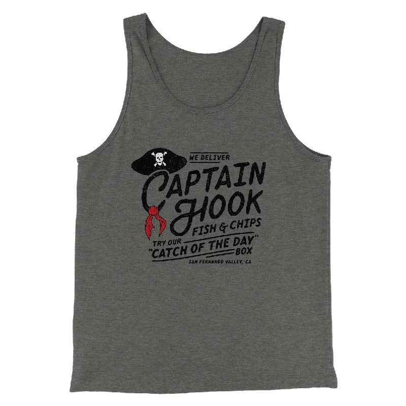 Monochrome Luxe Street Outfit Captain Hook Fish And Chips Funny Movie Men/Unisex Tank Top Monochrome Luxe Street Outfit Captain Hook Fish And Chips Funny Movie Men/Unisex Tank Top