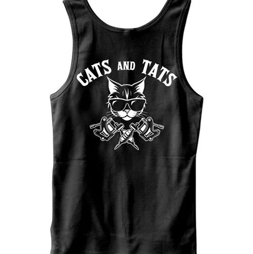 Monochrome Chic Trendy Sweaters Cats and Tats Men's Tank Top