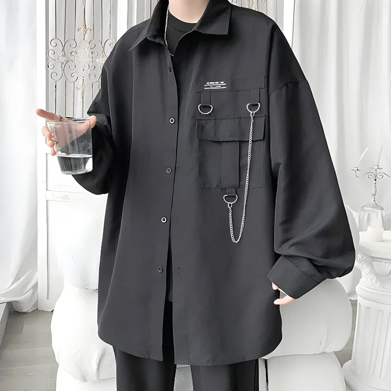 Minimal Classic Fresh Outfit Chain Detailed Long Sleeve Shirt