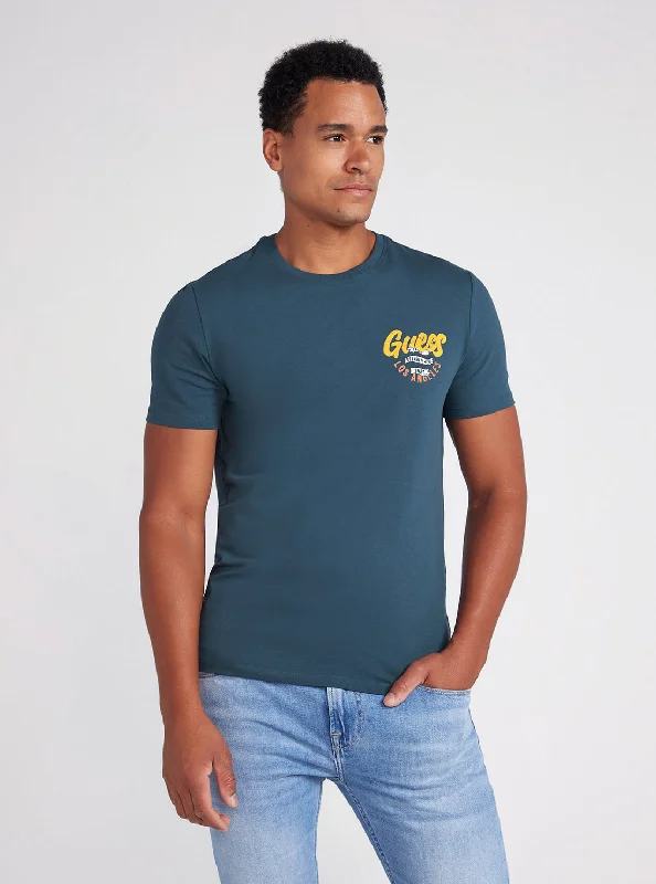 Minimal Classic Relaxed Styles Coastal Blue Ribbon Logo T-Shirt