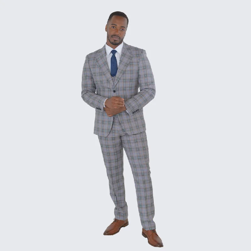 Vintage Sleek Comfort Clothes Coffee Mocha Plaid Suit with Notch Lapel - Wedding - Prom Vintage Sleek Comfort Clothes Coffee Mocha Plaid Suit with Notch Lapel - Wedding - Prom