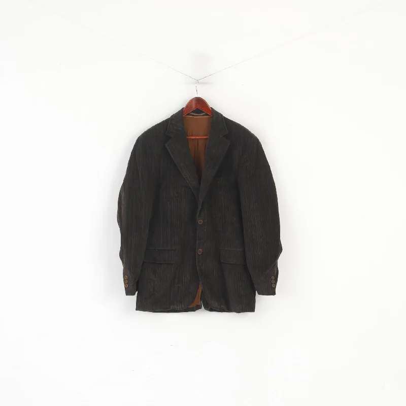 Modern Relaxed Daily Looks Benvenuto Men 52 42 Blazer Brown Cotton Striped Vintage Corduroy Single Breasted Jacket Modern Relaxed Daily Looks Benvenuto Men 52 42 Blazer Brown Cotton Striped Vintage Corduroy Single Breasted Jacket