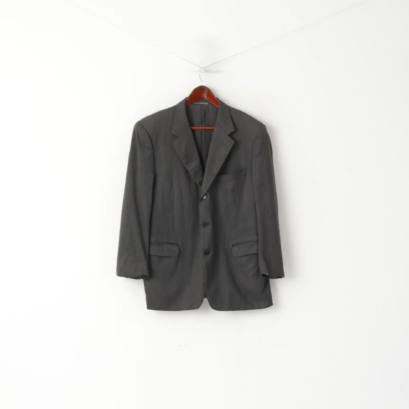 Relaxed Rebel Trendy Look Canali Men 56 46 Blazer Gray Vintage Wool Burki Super 120's Single Breasted Jacket Relaxed Rebel Trendy Look Canali Men 56 46 Blazer Gray Vintage Wool Burki Super 120's Single Breasted Jacket