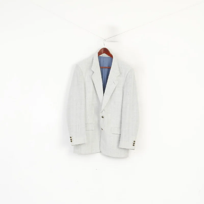 Street Chic Smart Wear SIR di Lucci Men 55 42 Blazer Grey Check Wool Linen Detailed Single Breasted Jacket Street Chic Smart Wear SIR di Lucci Men 55 42 Blazer Grey Check Wool Linen Detailed Single Breasted Jacket
