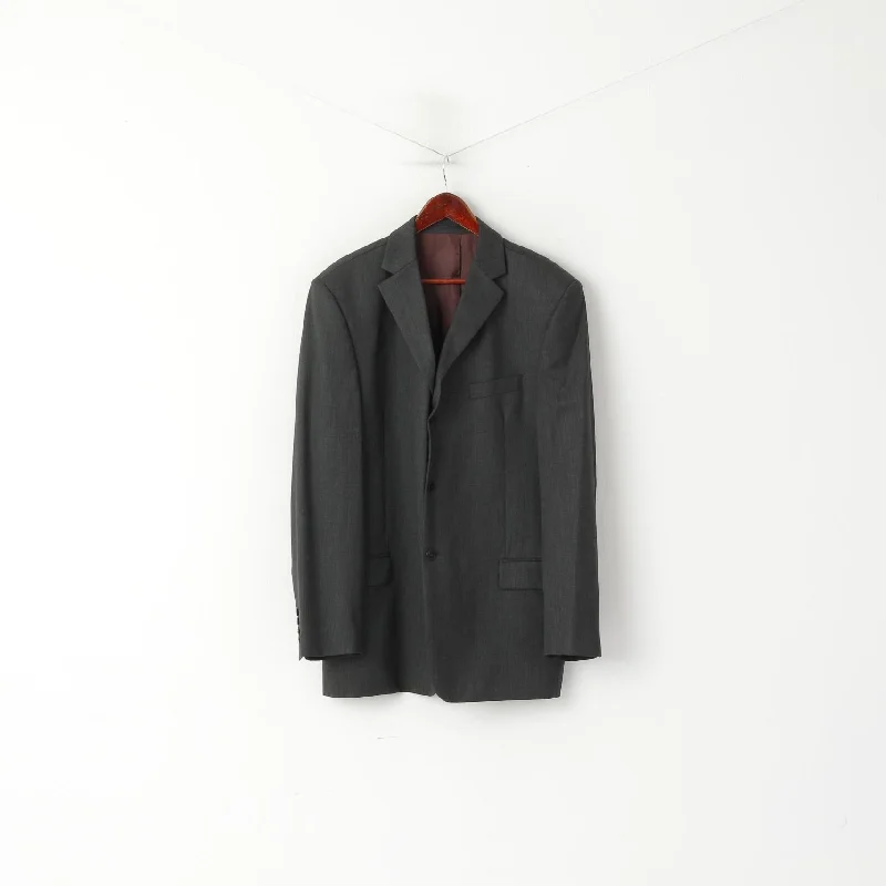 Retro Street Everyday Look Pierre Cardin Men 44 Long Blazer Charcoal Wool Shoulder Pads Single Breasted Jacket Retro Street Everyday Look Pierre Cardin Men 44 Long Blazer Charcoal Wool Shoulder Pads Single Breasted Jacket