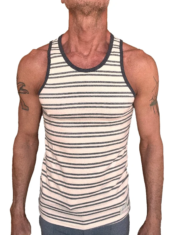 Minimal Classic Bold Outfits Yummy Nautical Fleece Sustain Tank Top (Dark Gray Stripe) Minimal Classic Bold Outfits Yummy Nautical Fleece Sustain Tank Top (Dark Gray Stripe)
