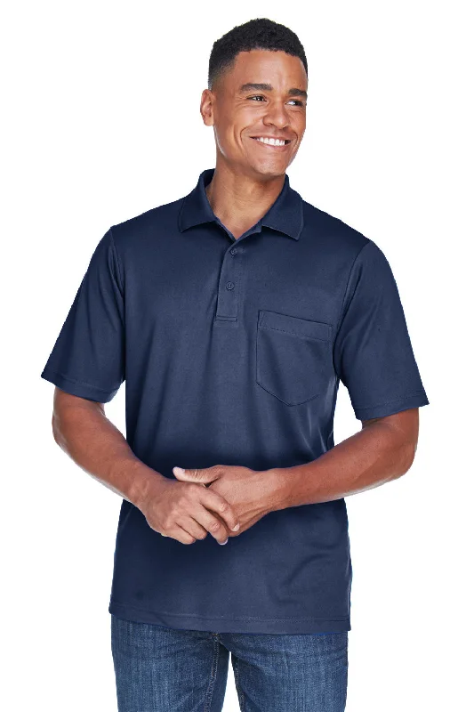 Understated Smart Urban Gear Core 365 Mens Origin Performance Moisture Wicking Short Sleeve Polo Shirt w/ Pocket - Classic Navy Blue