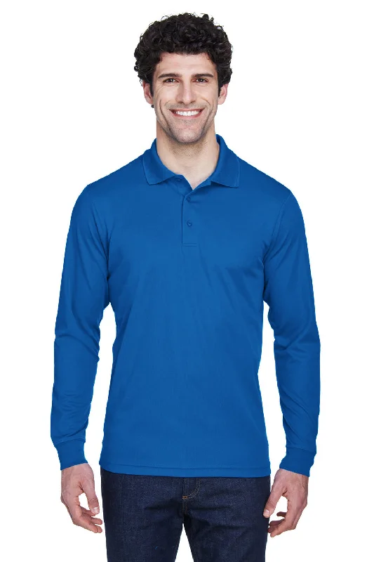 Contemporary Cool Relaxed Fit Clothing Core 365 Mens Pinnacle Performance Moisture Wicking Long Sleeve Polo Shirt - True Royal Blue Contemporary Cool Relaxed Fit Clothing Core 365 Mens Pinnacle Performance Moisture Wicking Long Sleeve Polo Shirt - True Royal Blue