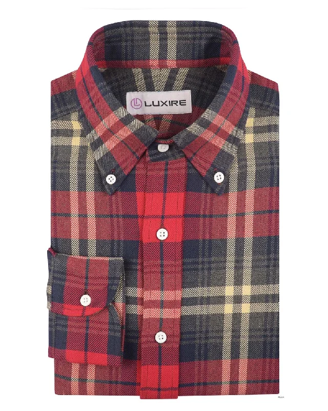Understated Sleek Classic Apparel Red Navy Tartan Twill