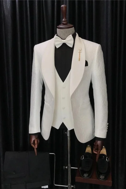 Timeless Urban Casual Fits Custom Made 3 Pieces Shawl Lapel Slim Fit Wedding Suits For Men Wedding Groom
