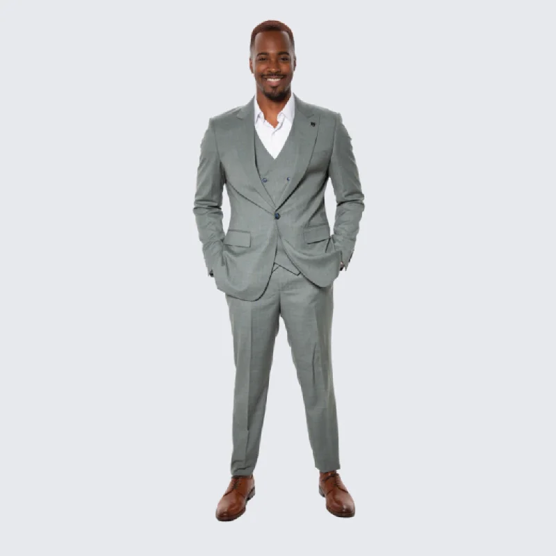 Chic Relaxed Sporty Designs Dark Green Pinstripe Hybrid Fit Suit by Stacy Adams - Wedding - Prom Chic Relaxed Sporty Designs Dark Green Pinstripe Hybrid Fit Suit by Stacy Adams - Wedding - Prom