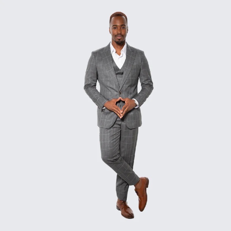 Modern Edgy Elegant Outfits Dark Green Windowpane Hybrid Fit Suit by Stacy Adams - Wedding - Prom Modern Edgy Elegant Outfits Dark Green Windowpane Hybrid Fit Suit by Stacy Adams - Wedding - Prom