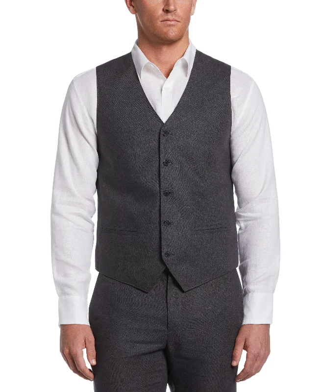Retro Edge Casual Jackets Delave Linen Vest