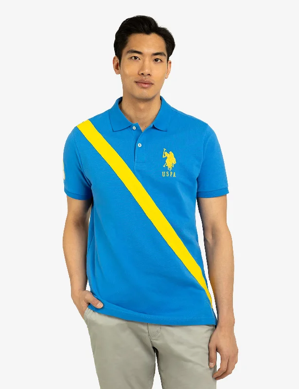 Urban Edge Street Style DIAGONAL SASH FRONT PIQUE POLO SHIRT
