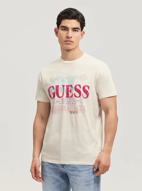 Smart Cool Chic Styles Eco Beige World Stamps T-Shirt