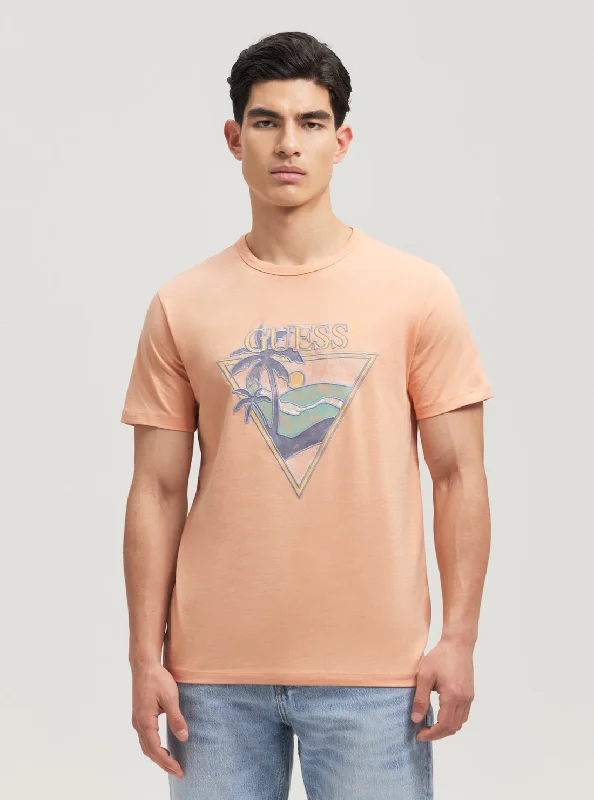 Contemporary Luxe Sporty Designs Eco Orange Summer Triangle T-Shirt