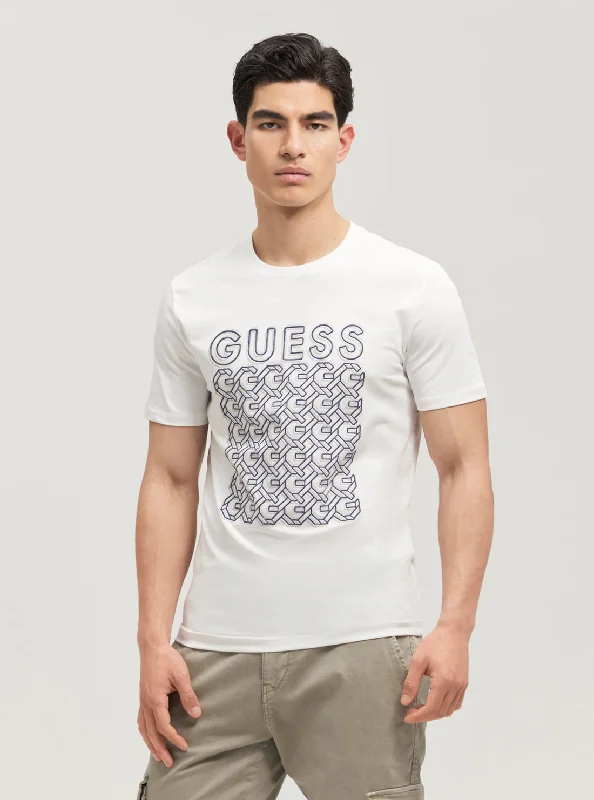 Retro Edge Casual Fits Eco White Logo Chain T-Shirt