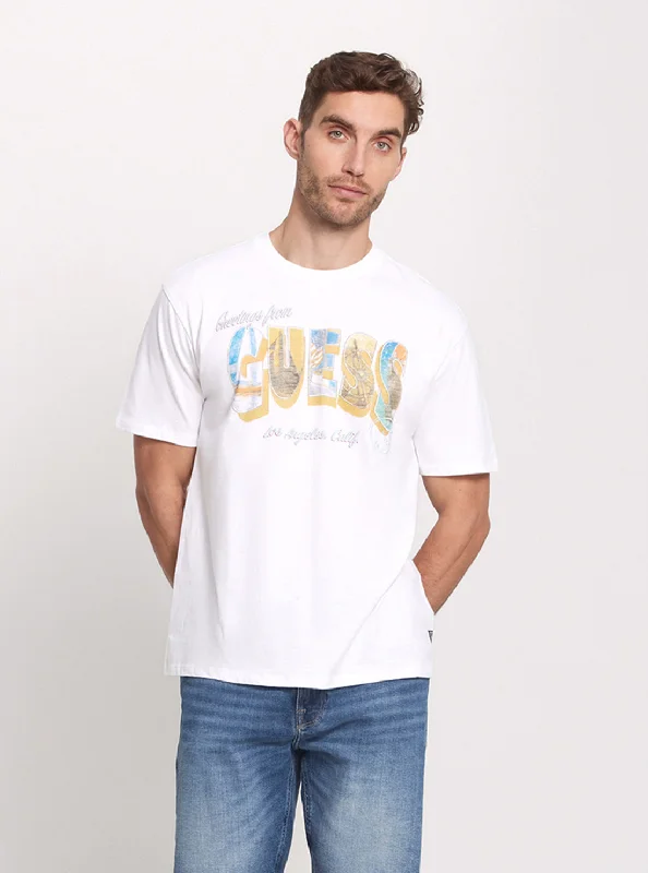 Chic Monochrome Sleek Designs Eco White Logo Postcard T-Shirt
