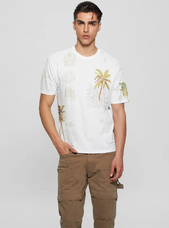 Rugged Rebel Lightweight Fabrics Eco White Palm Collage T-Shirt