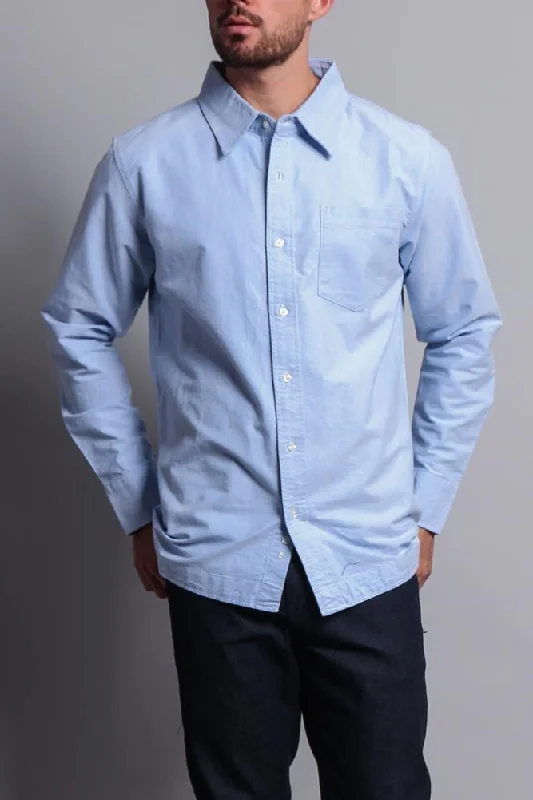 Urban Minimal Trendy Tees Elongated Fishtail Oxford Button Up Shirt