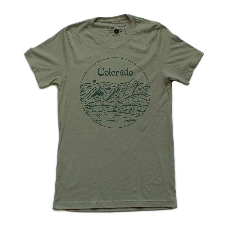 Vintage Contemporary Bold Colors Flatirons Tee-Heather Olive