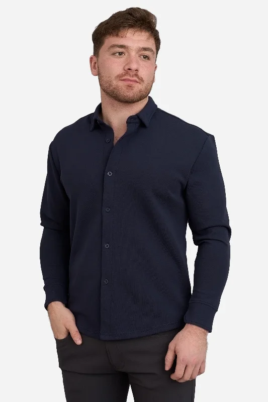 Relaxed Edge Fashionable Wear Flex Button Down Shirt Navy