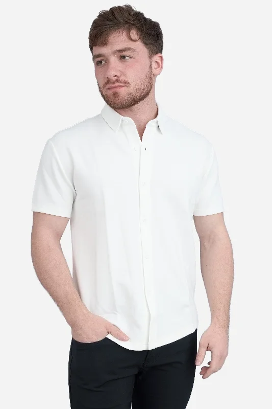 Urban Cool Relaxed T-shirts Flex Short Sleeve Button Down Shirt White