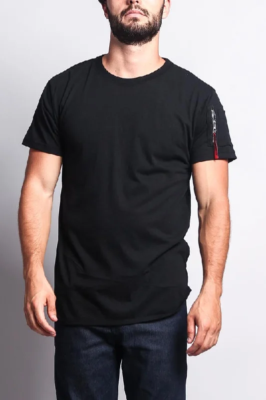 Rugged Edge Casual Attire Flight MA-1 Long Length Curved Hem T-Shirt