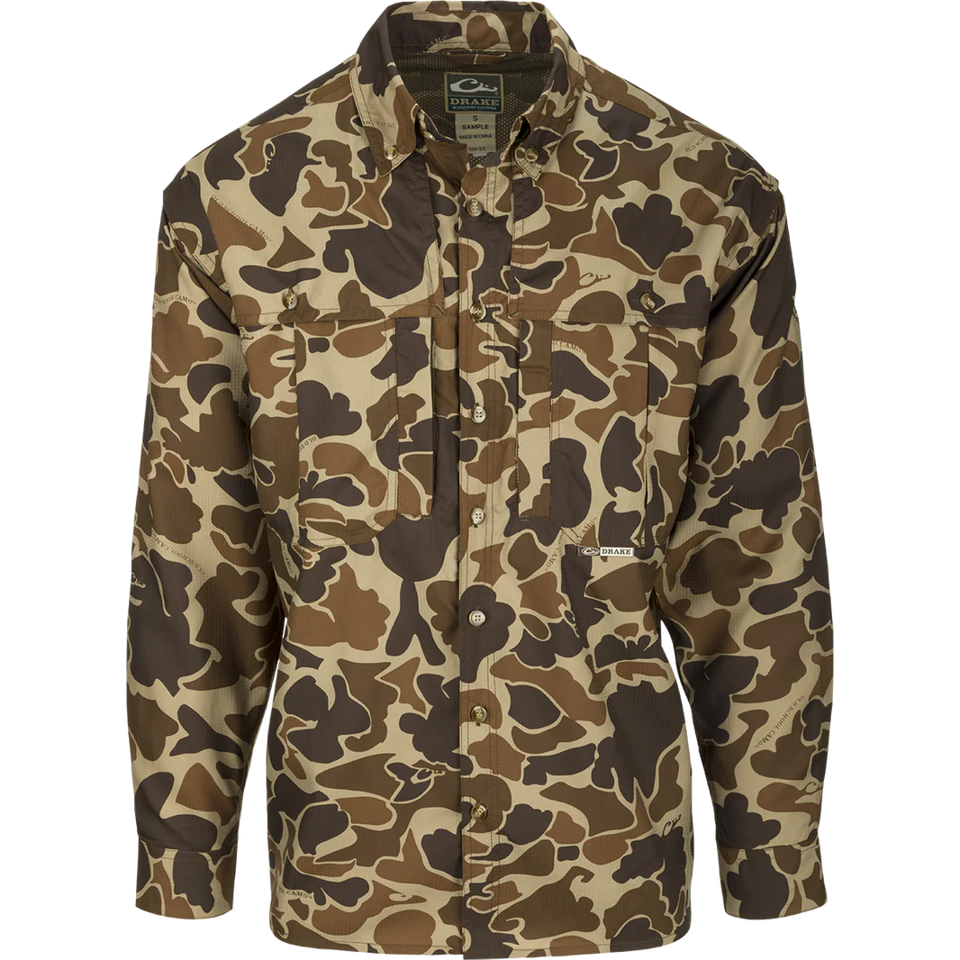 Urban Luxe Fashionable Wear Drake EST Camo Flyweight Wingshooter's Long Sleeve Shirt Urban Luxe Fashionable Wear Drake EST Camo Flyweight Wingshooter's Long Sleeve Shirt