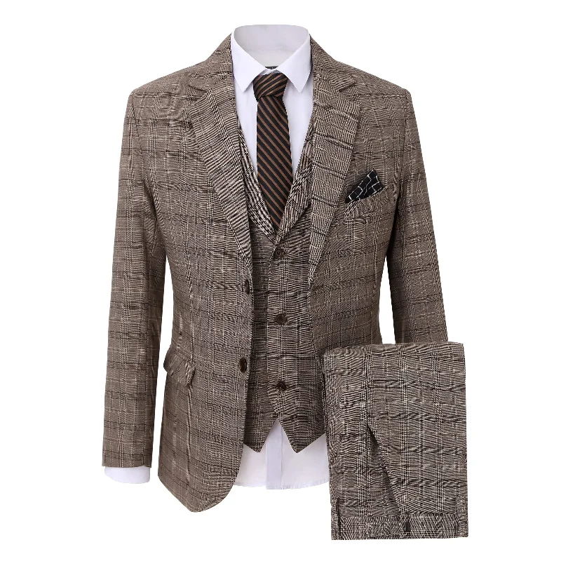 Retro Relaxed Trendy Pants Formal Men's Fashion 3 Pieces Tweed Plaid Notch Lapel Suit Men for Wedding Or Party(Blazer+vest+Pants) Retro Relaxed Trendy Pants Formal Men's Fashion 3 Pieces Tweed Plaid Notch Lapel Suit Men for Wedding Or Party(Blazer+vest+Pants)