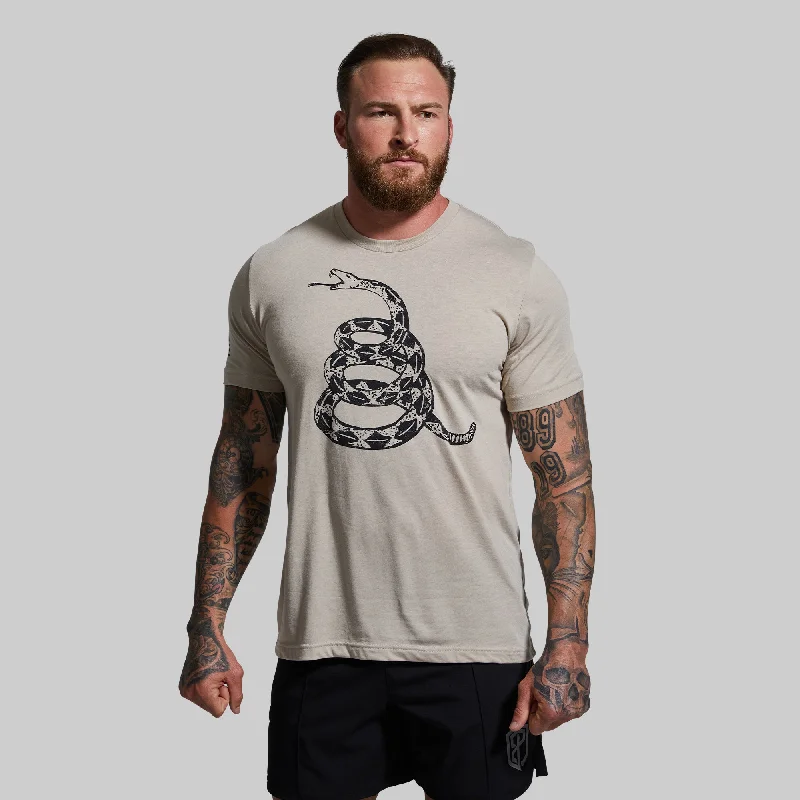 Contemporary Cool Layered Clothing Gadsden Flag T-Shirt (Don't Tread On Me-Tan)