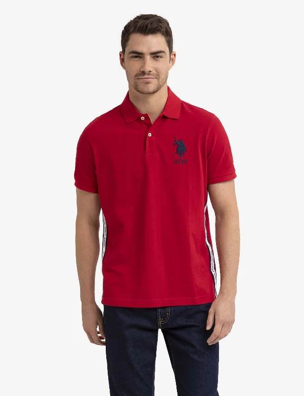 Relaxed Chic Simple Styles GRAPHIC TRIM PIQUE POLO SHIRT