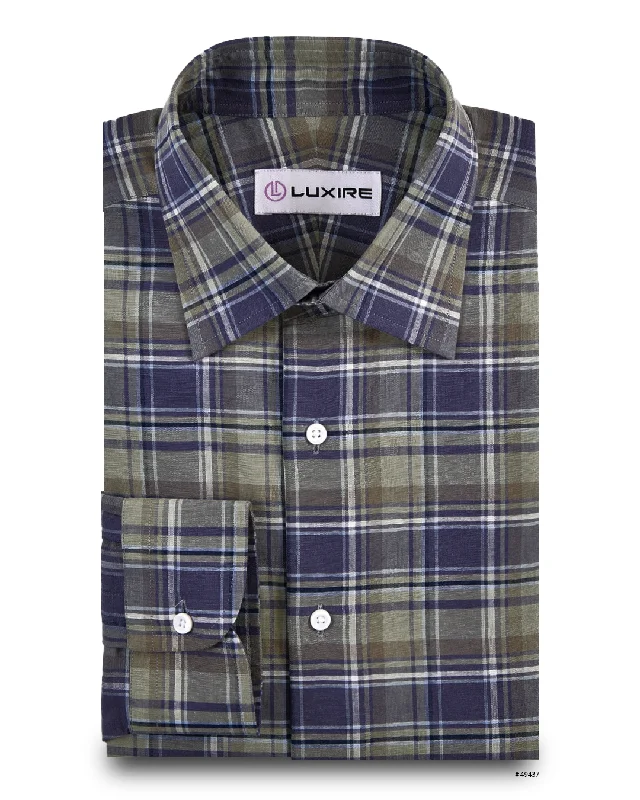 Retro Smart Bold Outfits Green Grey Light Plaid