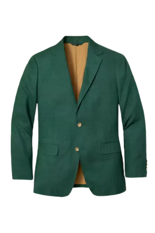 Heritage Relaxed Trendy Apparel Green Italian 2-Button Linen Notch Lapel Suit