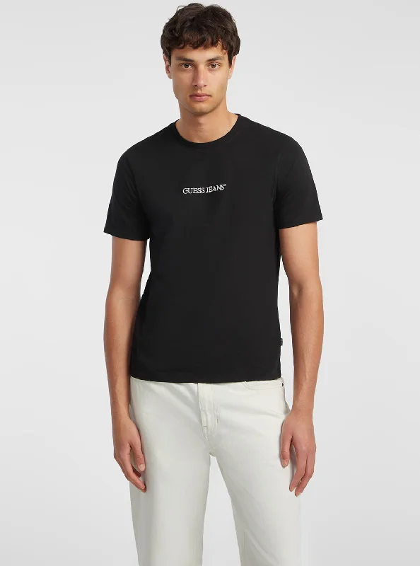 Relaxed Edge Smart Tops Guess Jeans Black Slim Logo T-Shirt