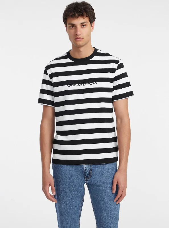 Smart Sleek Stylish Jeans Guess Jeans Black White Striped T-Shirt