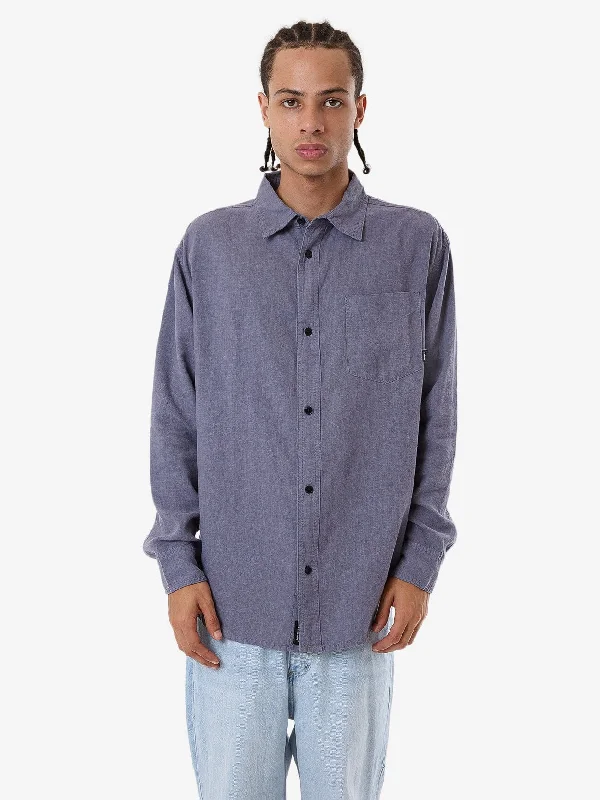 Contemporary Minimal Chic Outfits Hemp Minimal Thrills Oversize Long Sleeve Shirt - Folkstone Grey Contemporary Minimal Chic Outfits Hemp Minimal Thrills Oversize Long Sleeve Shirt - Folkstone Grey