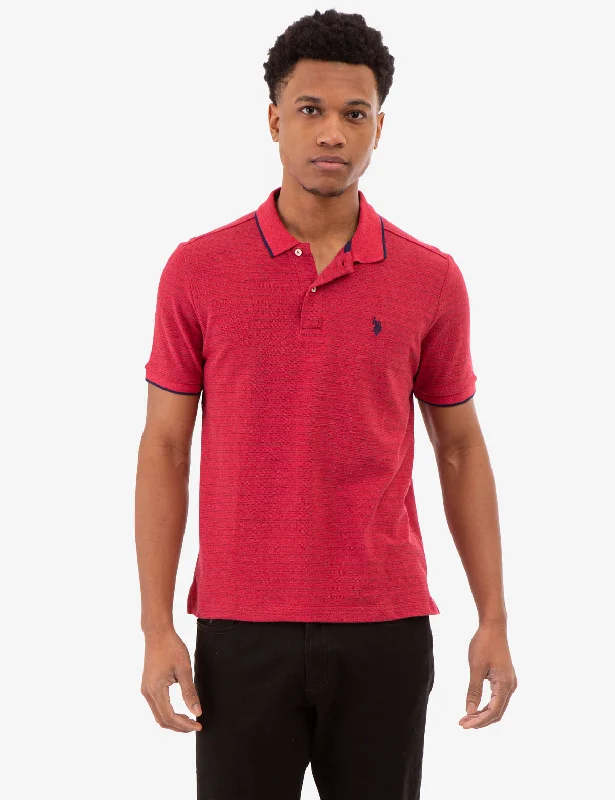 Polished Rugged Fashion Bottoms JACQUARD MARLED STRIPE POLO SHIRT