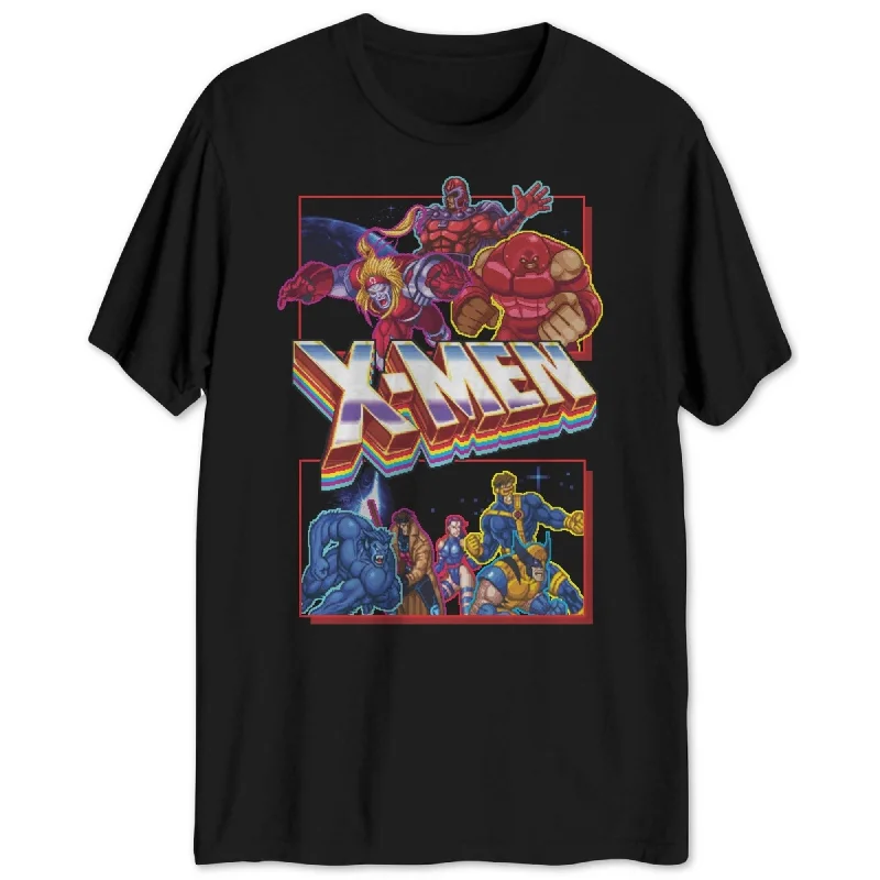 Urban Polished Layered Outfits Jem Mens 8-Bit Heroes and Villians Graphic T-Shirt, Black, Medium