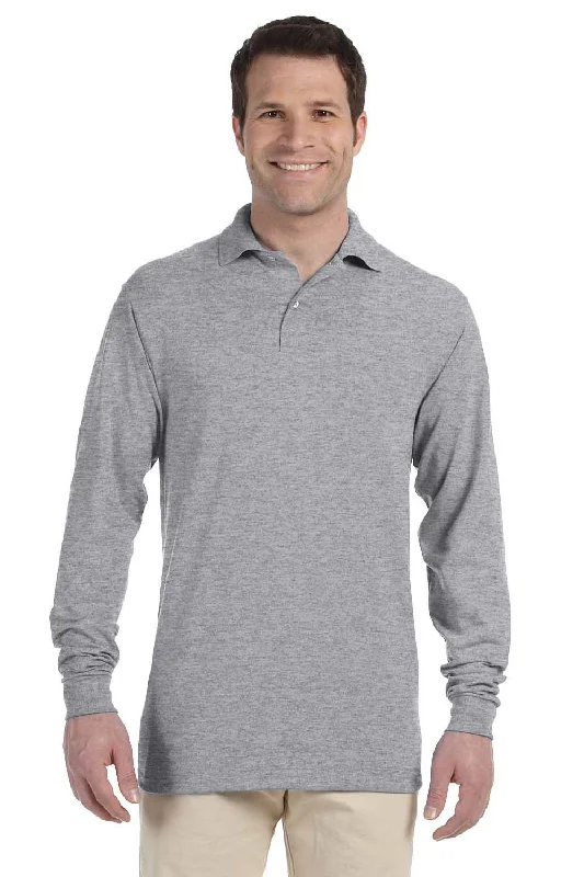 Monochrome Chic Business Casual Jerzees Mens SpotShield Stain Resistant Long Sleeve Polo Shirt - Oxford Grey Monochrome Chic Business Casual Jerzees Mens SpotShield Stain Resistant Long Sleeve Polo Shirt - Oxford Grey