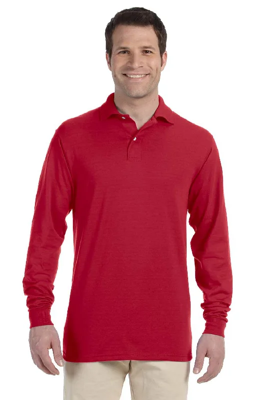 Minimalist Street Summer Wear Jerzees Mens SpotShield Stain Resistant Long Sleeve Polo Shirt - True Red Minimalist Street Summer Wear Jerzees Mens SpotShield Stain Resistant Long Sleeve Polo Shirt - True Red