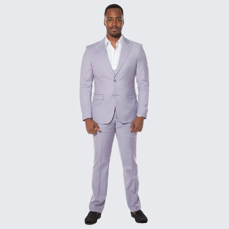 Relaxed Modern Simple Styles Men's Lavender Suit Three Piece Set - Wedding - Prom