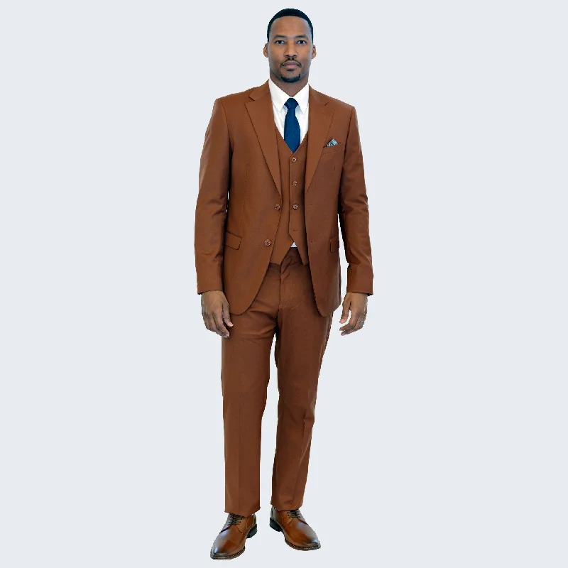 Polished Street Lightweight Fabrics Men's Light Brown Suit Three Piece Set by Stacy Adams - Wedding - Prom Polished Street Lightweight Fabrics Men's Light Brown Suit Three Piece Set by Stacy Adams - Wedding - Prom