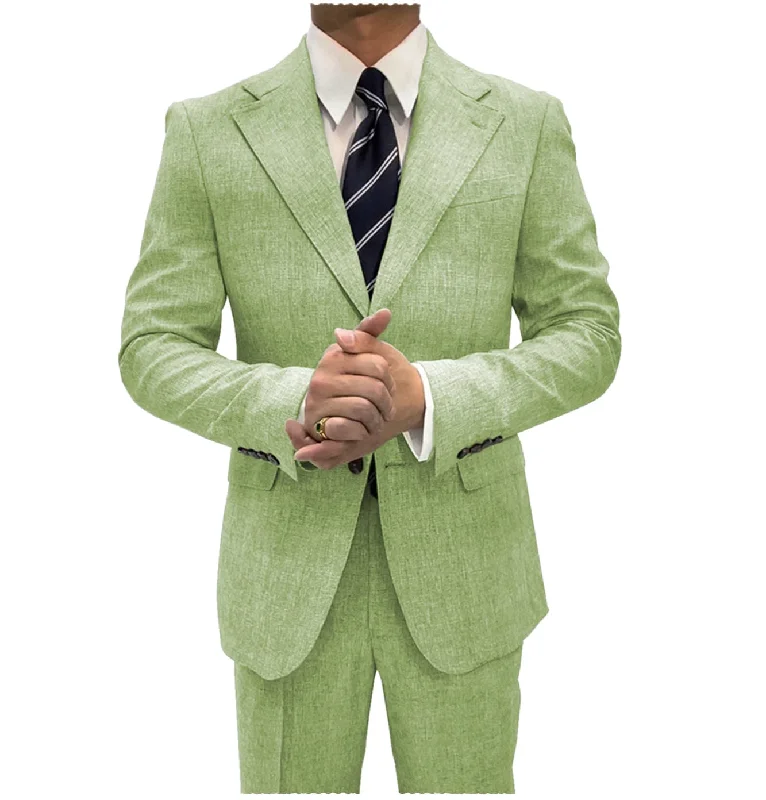 Relaxed Street Travel Wardrobe Linen Suits For Men Business 2 Piece Fit Casual Notch Lapel Summer Grooms (Blazer+Pants) Relaxed Street Travel Wardrobe Linen Suits For Men Business 2 Piece Fit Casual Notch Lapel Summer Grooms (Blazer+Pants)