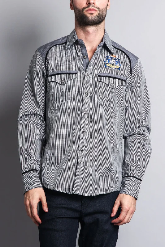 Relaxed Chic Classic Apparel Long Sleeve Checkered Button Up Shirt