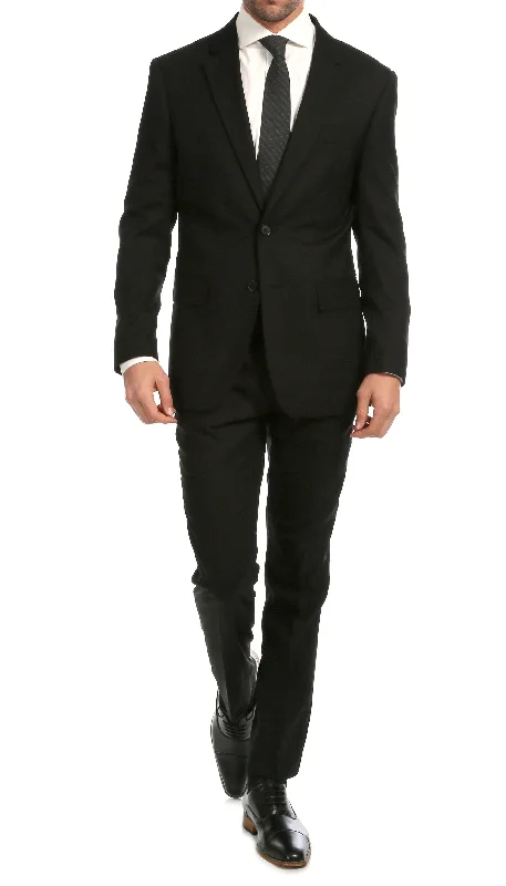 Urban Chic Layered Clothing Mason Black Men's Premium 2 Piece Wool Slim Fit Suit