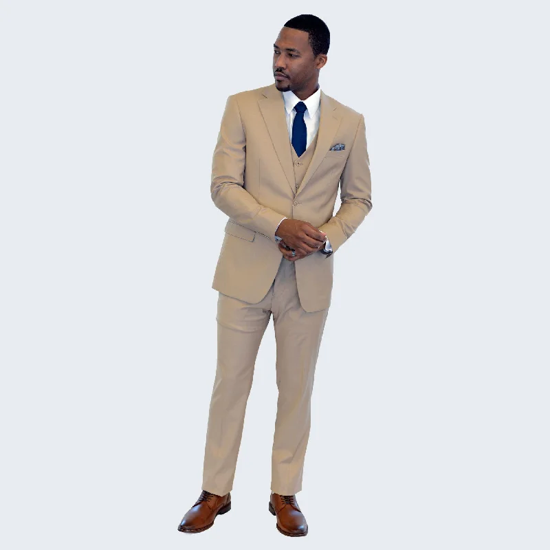Understated Street Casual Footwear Men's Medium Tan Suit Three Piece Set by Stacy Adams - Wedding - Prom Understated Street Casual Footwear Men's Medium Tan Suit Three Piece Set by Stacy Adams - Wedding - Prom