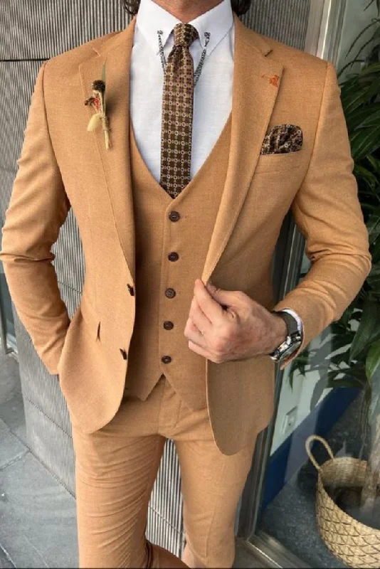 Polished Edge Stylish Suits Men 3 Piece Camel Brown Suit Wedding Slim fit Suit Formal Fashion Suit Dinner Suit, Party Wear Suit For Men Polished Edge Stylish Suits Men 3 Piece Camel Brown Suit Wedding Slim fit Suit Formal Fashion Suit Dinner Suit, Party Wear Suit For Men