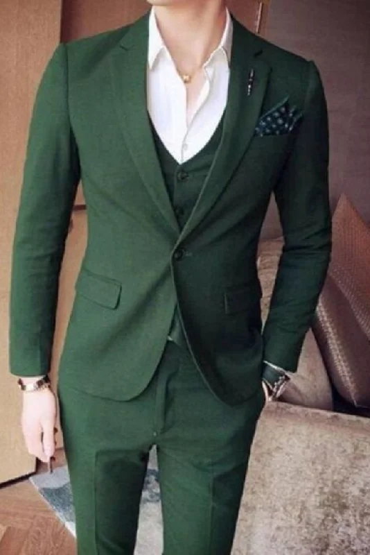 Heritage Edge Trendy Look Men Three Piece Green Suit Slim Fit Suit One Button Formal Wedding Wear Party Suit, Dinner Suit, Bespoke For Men Heritage Edge Trendy Look Men Three Piece Green Suit Slim Fit Suit One Button Formal Wedding Wear Party Suit, Dinner Suit, Bespoke For Men